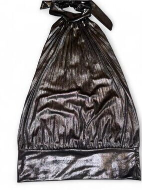 Body Central Metallic Halter Tank Top in Shimmery Gunmetal